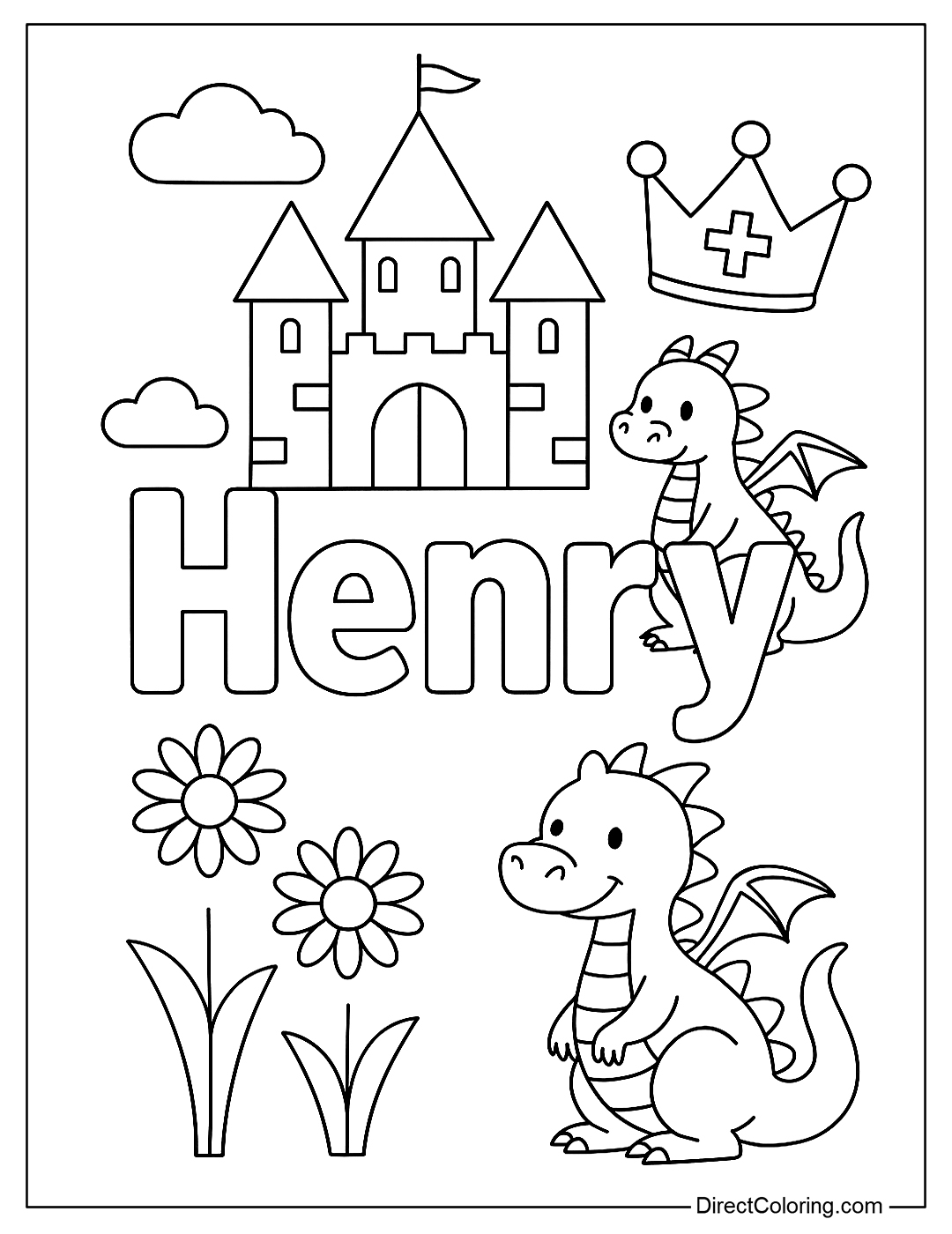 A coloring page of the Name 